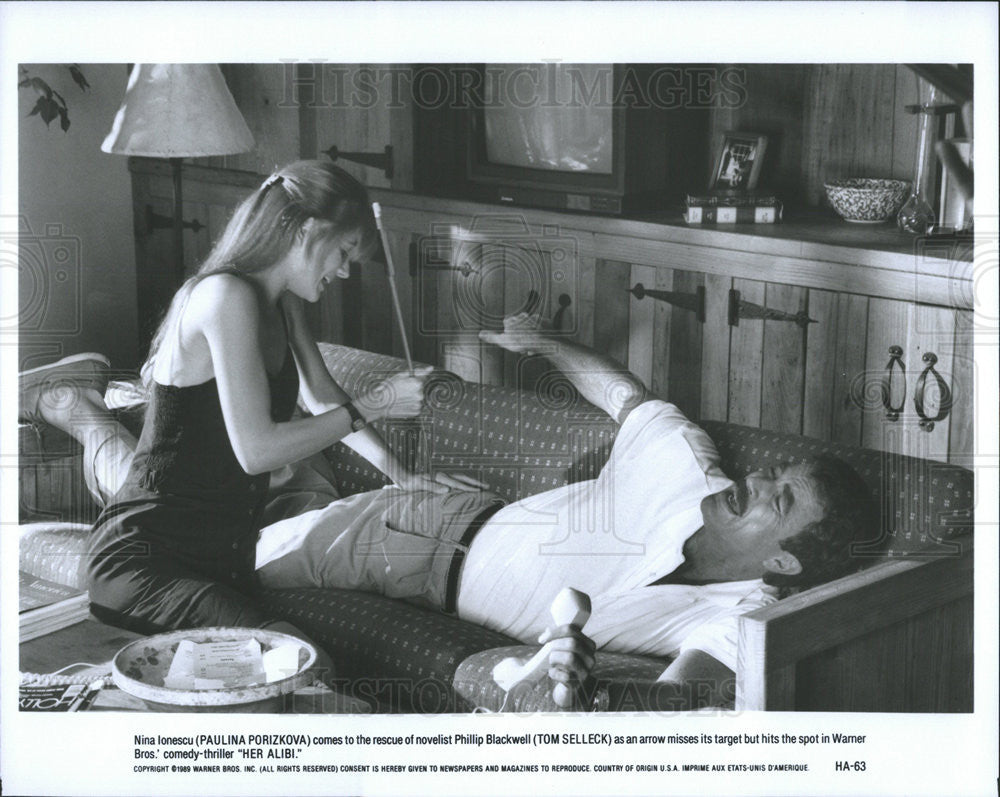 aaaa1989 Press Photo Paulina Porizkova and Tom Selleck in &quot;Her 1989 Press Photo - Historic Images