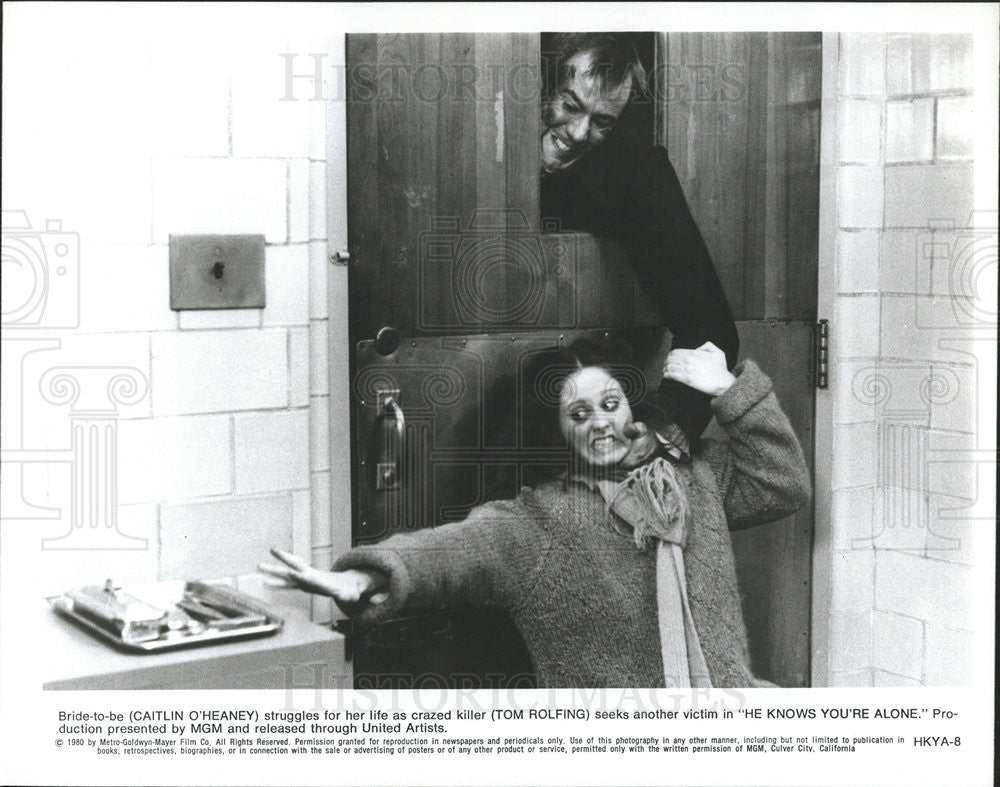 1980 Press Photo Caitlin O'Heaney, Tom Rolfing in "He Knows You're Alone" - Historic Images