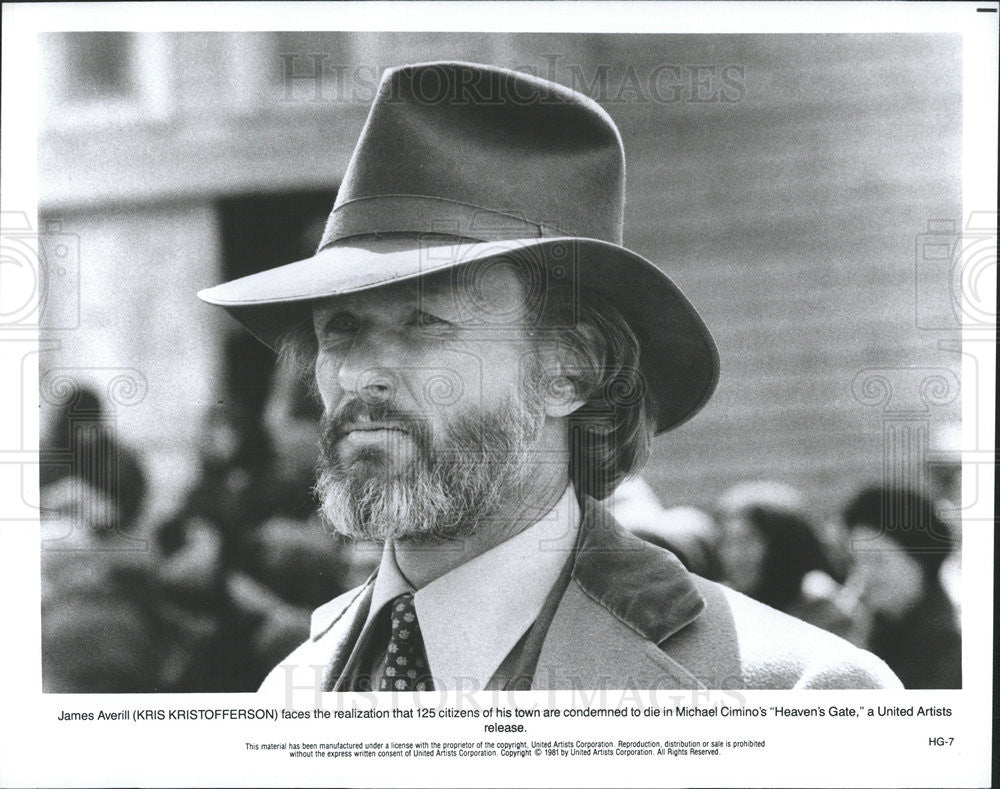 1981 Press Photo Kris Kristofferson in &quot;Heaven&#39;s Gate&quot; - Historic Images