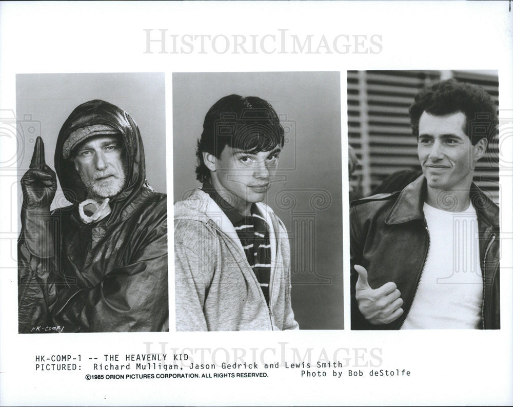 1985 Press Photo Richard Mulligan, Jason Gedrick, Lewis Smith &quot;The Heavenly Kid&quot; - Historic Images