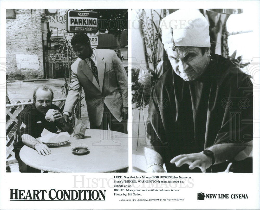 1990 Press Photo Heart Condition Bob Hoskins Denzel Washington Jack Mooney Stone - Historic Images