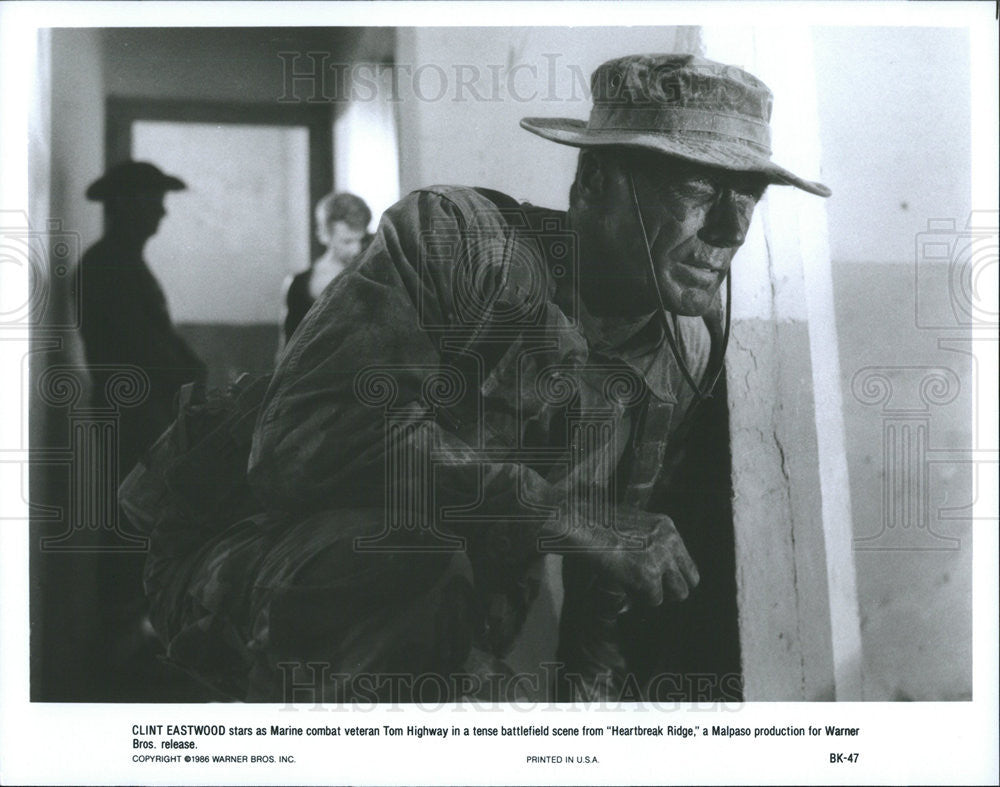 1986 Press Photo Clint Eastwood As Tom Highway In Heartbreak Ridge - Historic Images