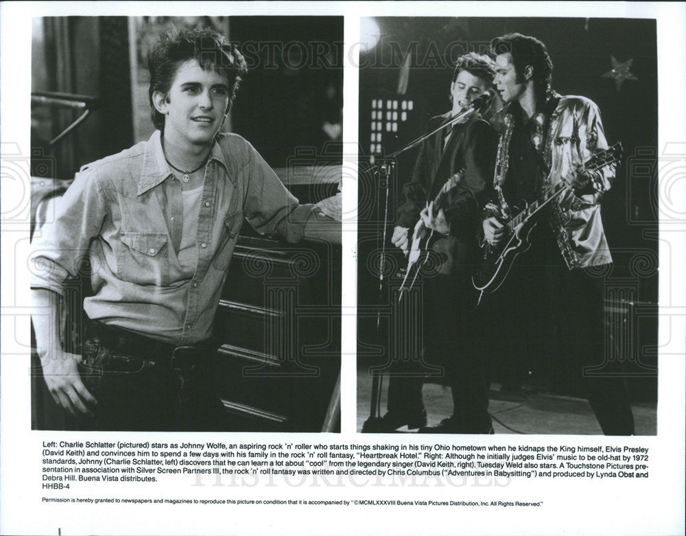 1988 Press Photo Charles Schlatter & David Keith Star In Heartbreak Hotel - Historic Images
