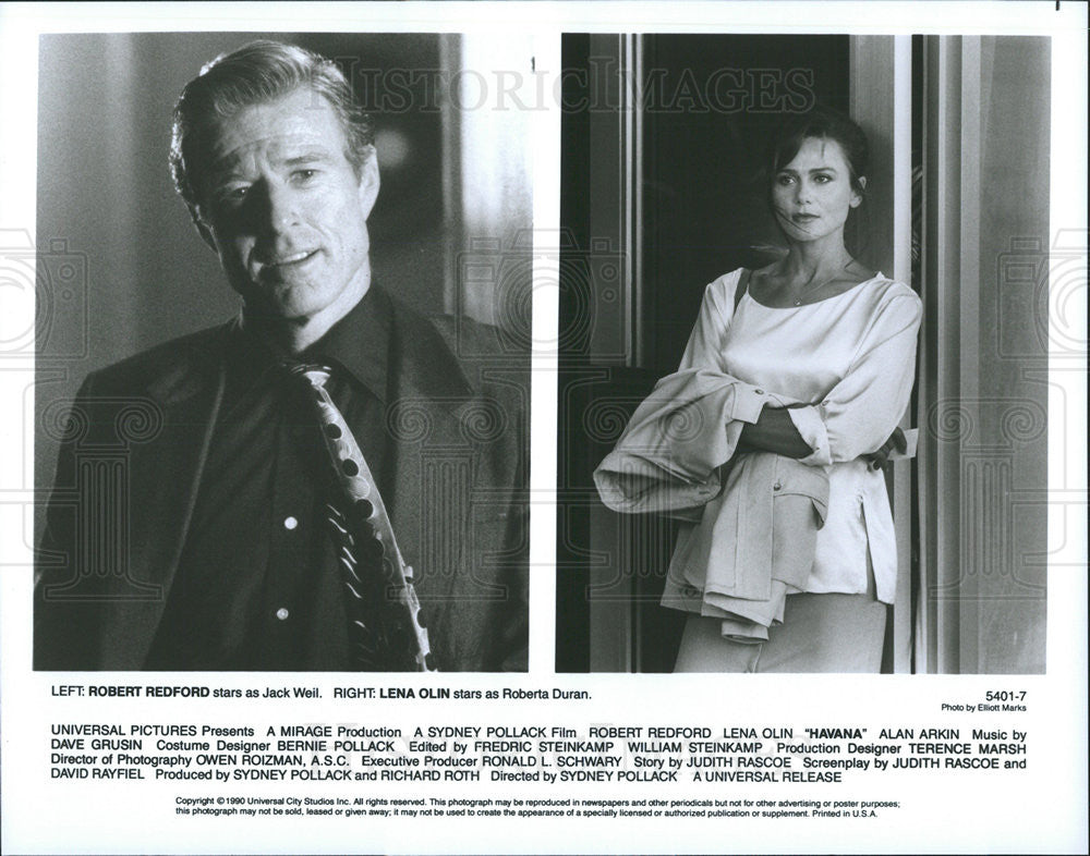 1990 Press Photo Robert Redford and Lena Olin star in &quot;Havana&quot; - Historic Images