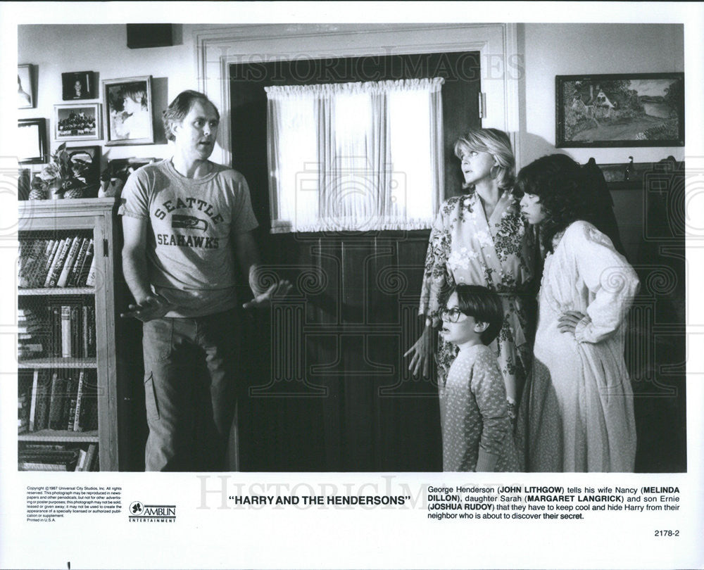 1987 Press Photo Harry and the Hendersons John Lithgow Melinda Dillon Margaret - Historic Images