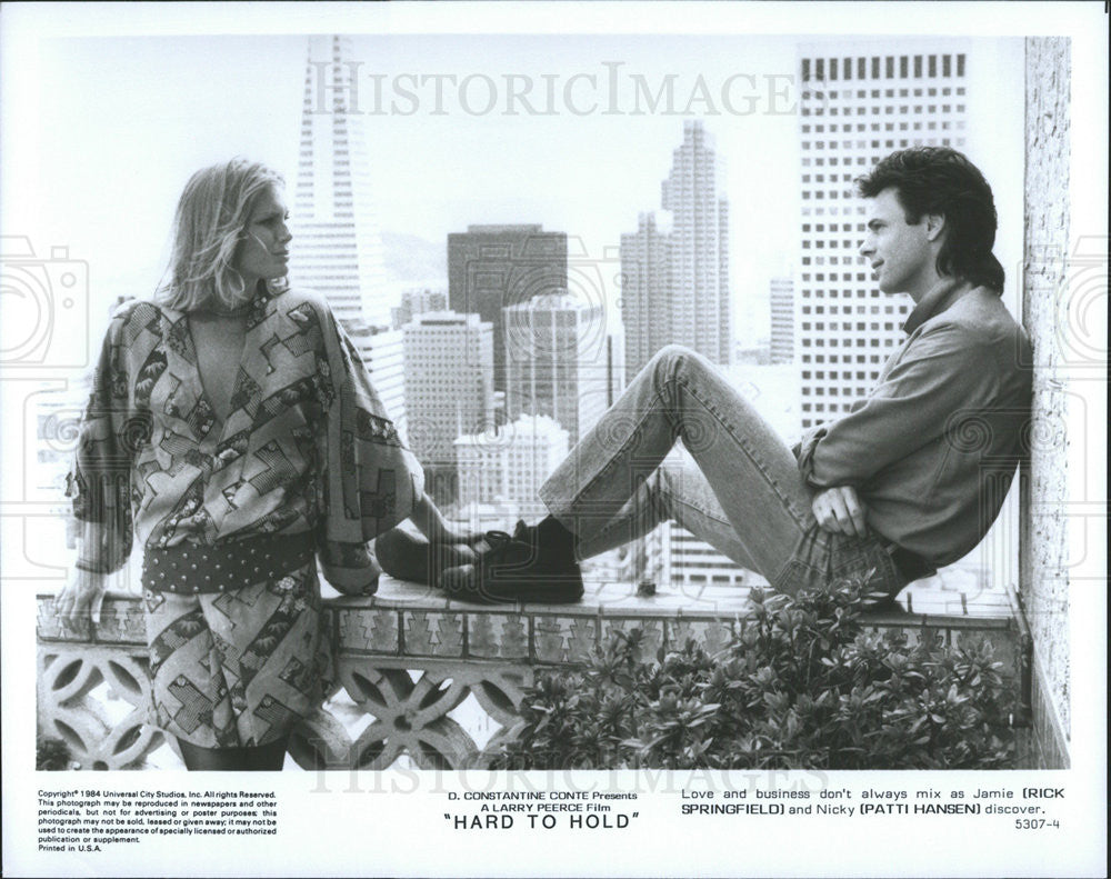 1984 Press Photo Rick Springfield and Patti Hansen in &quot;Hard To Hold&quot; - Historic Images