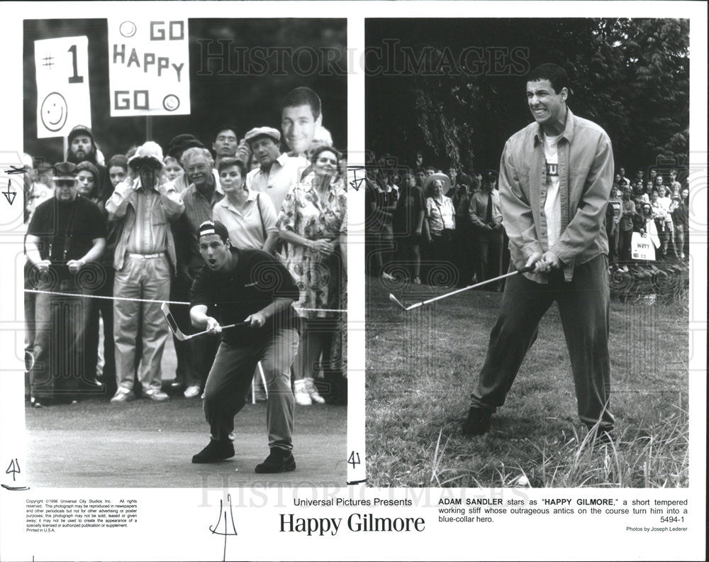 1996 Press Photo Adam Sandler stars in "Happy Gilmore" - Historic Images