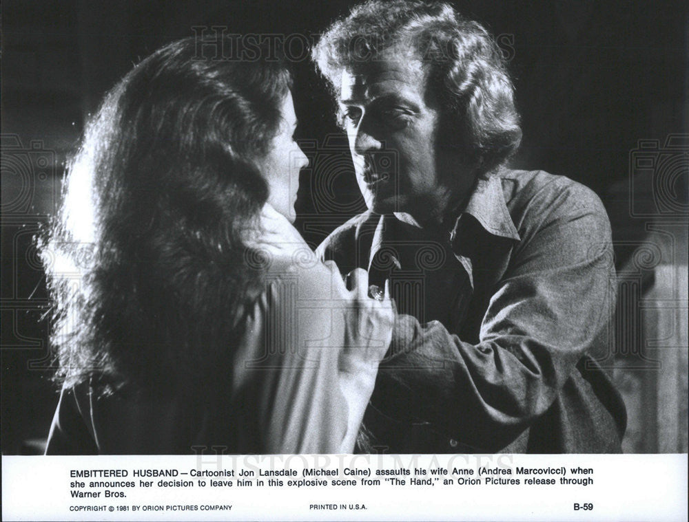 1981 Press Photo Michael Caine and Andrea Marcovicci in &quot;The Hand&quot; - Historic Images