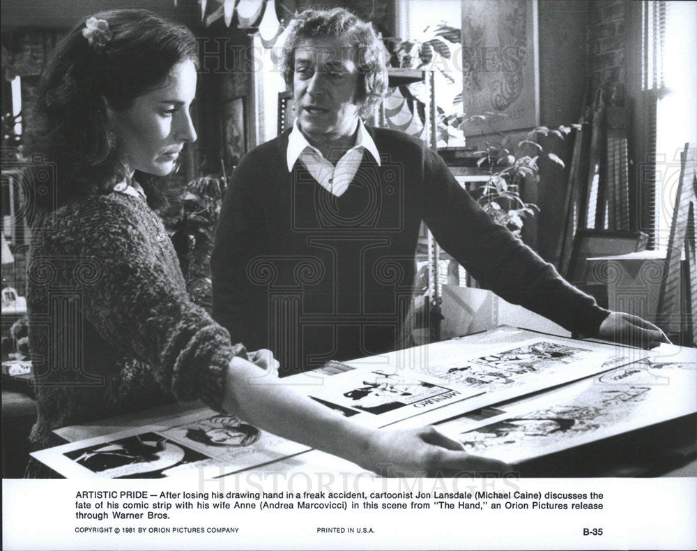 1981 Press Photo Michael Caine and Andrea Marcovicci in &quot;The Hand&quot; - Historic Images