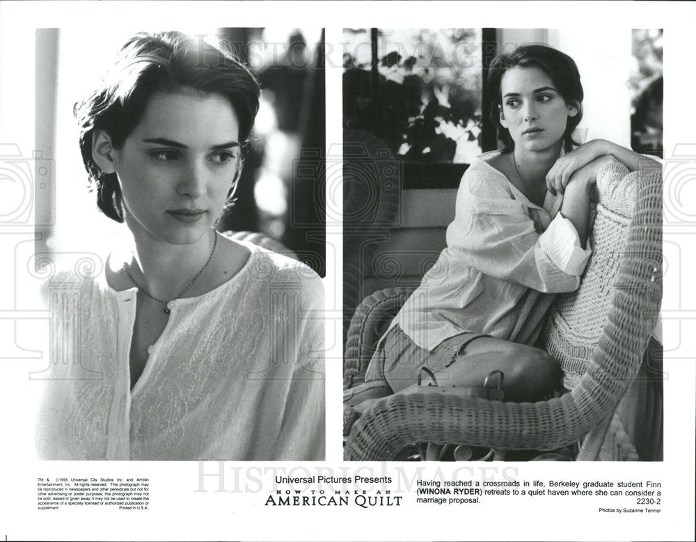1995 Press Photo Winona Ryder Stars In "How to Make An American Quilt" - Historic Images