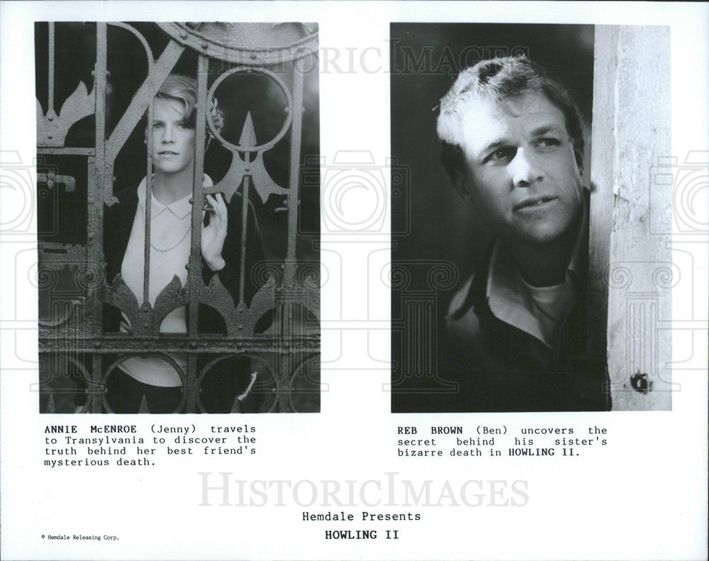 Press Photo Annie McEnroe &amp; Reb Brown Star In &quot;Howling II&quot; - Historic Images