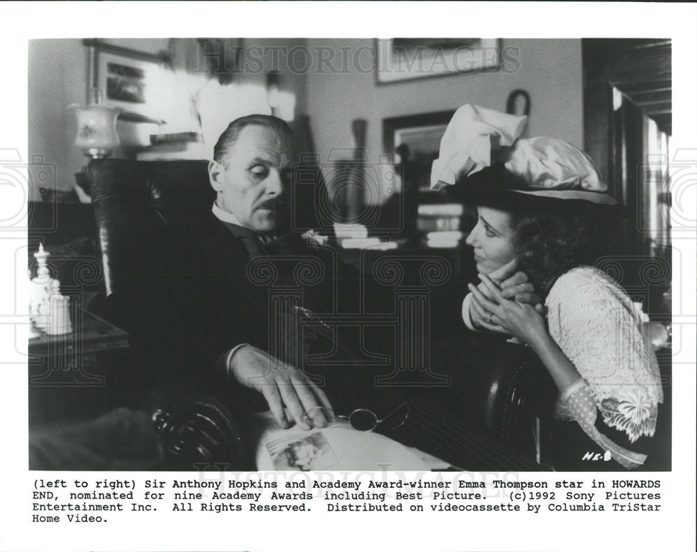 1992 Press Photo Anthony Hopkins &amp; Emma Thompson Star In &quot;Howards End&quot; - Historic Images