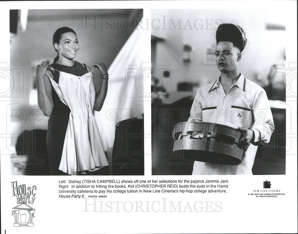 1991 Press Photo Tisha Campbell and Christopher Reid in &quot;House Party 2&quot; - Historic Images