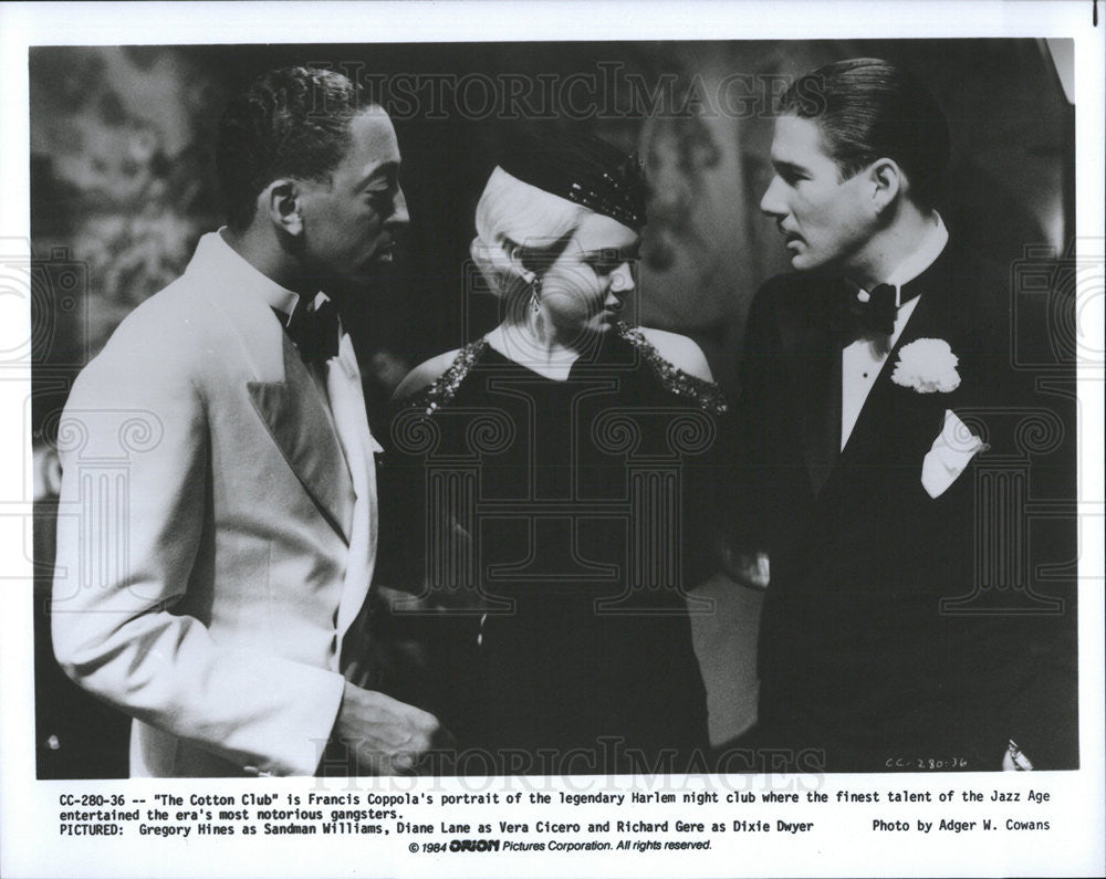 1984 Press Photo Gregory Hines, Diane Lane, Richard Gere in &quot;The Cotton Club&quot; - Historic Images