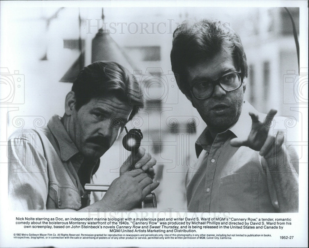 1982 Press Photo Nick Nolte and Writer David S. Ward of &quot;Cannery Row&quot; - Historic Images