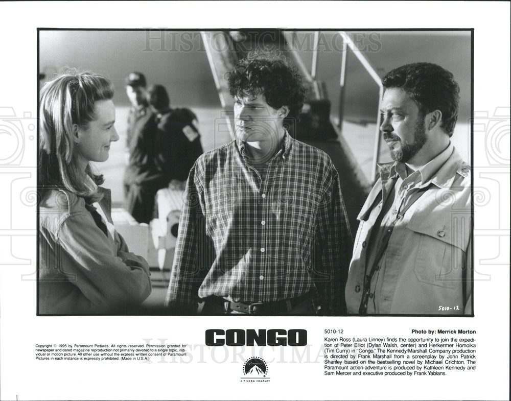 1995 Press Photo Laura Linney, Dylan Walsh &amp; Tim Curry Star In &quot;Congo&quot; - Historic Images