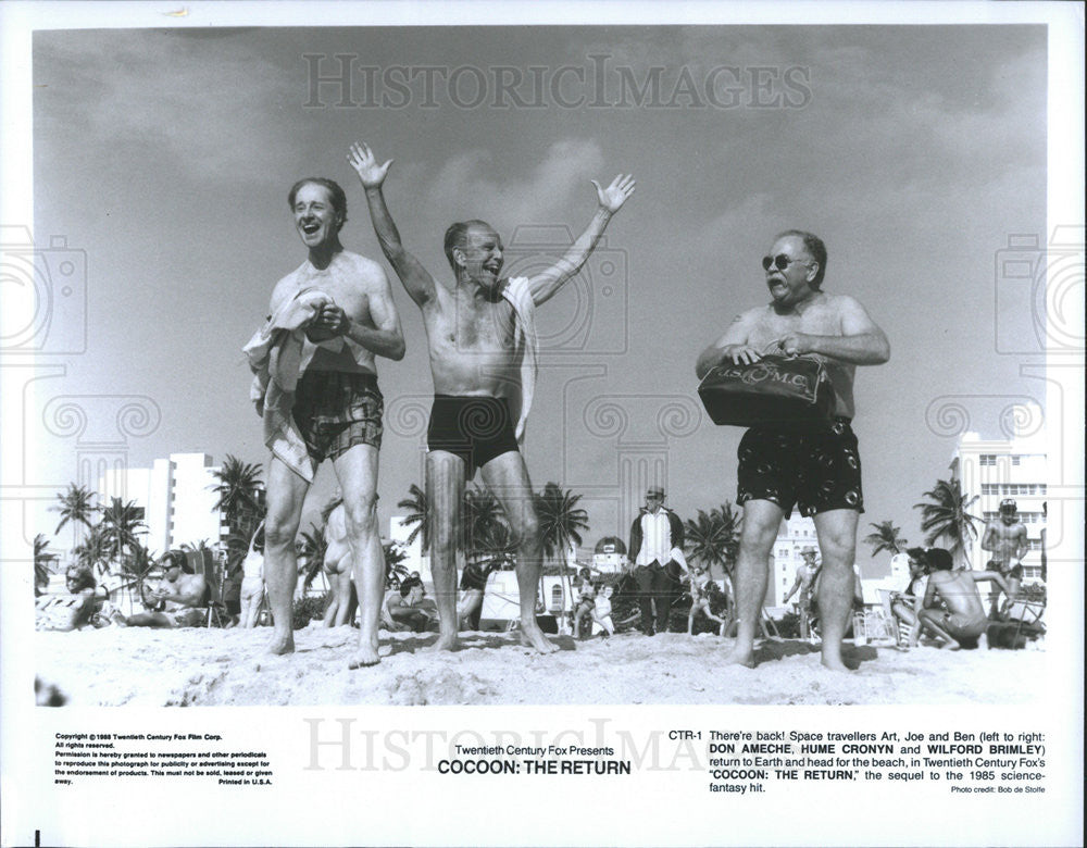 1988 Press Photo Don Ameche, Hume Cronyn &amp; Wilford Brimley, &quot;Cocoon: The Return&quot; - Historic Images