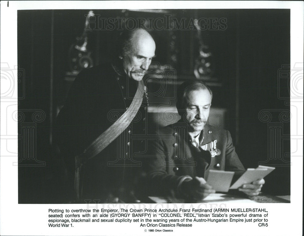 1985 Press Photo Armin Mueller-Stahl, Gyorgy Banffy in &quot;Colonel Redl&quot; - Historic Images