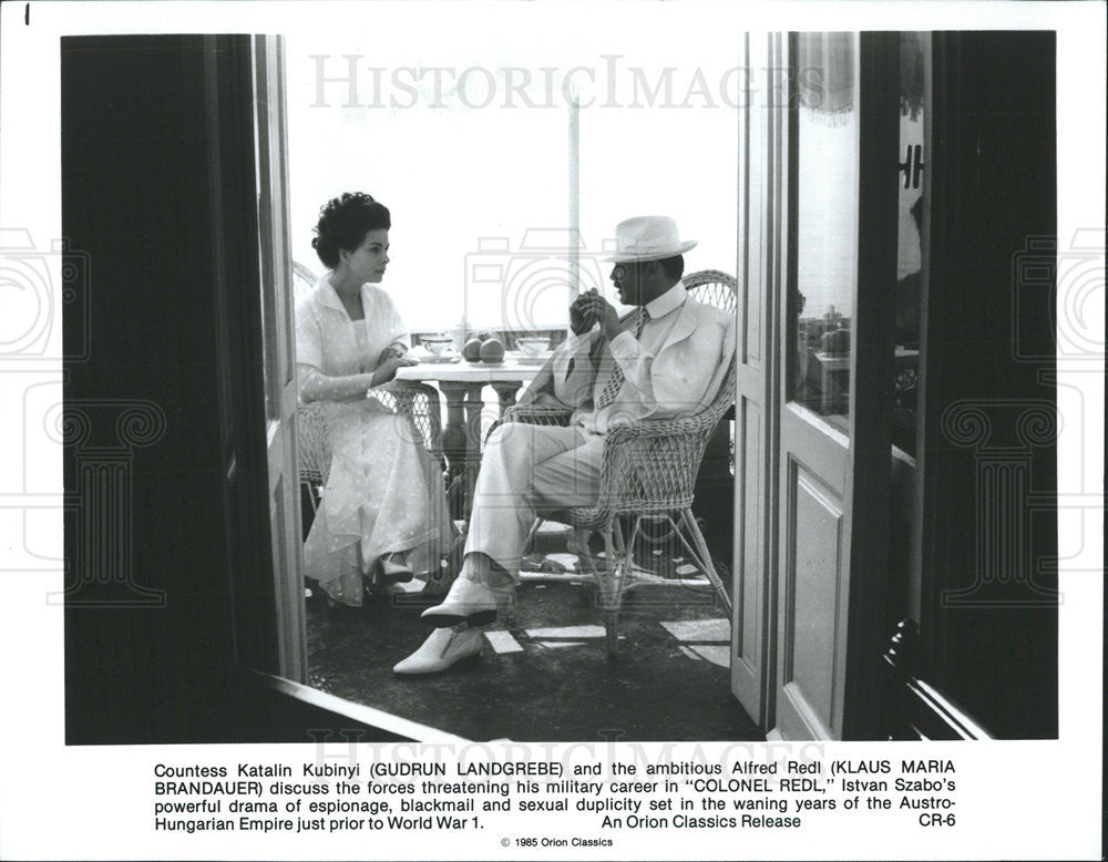 1985 Press Photo Gudrun Landgrebe, Klaus Maria Brandauer in &quot;Colonel Redl&quot; - Historic Images