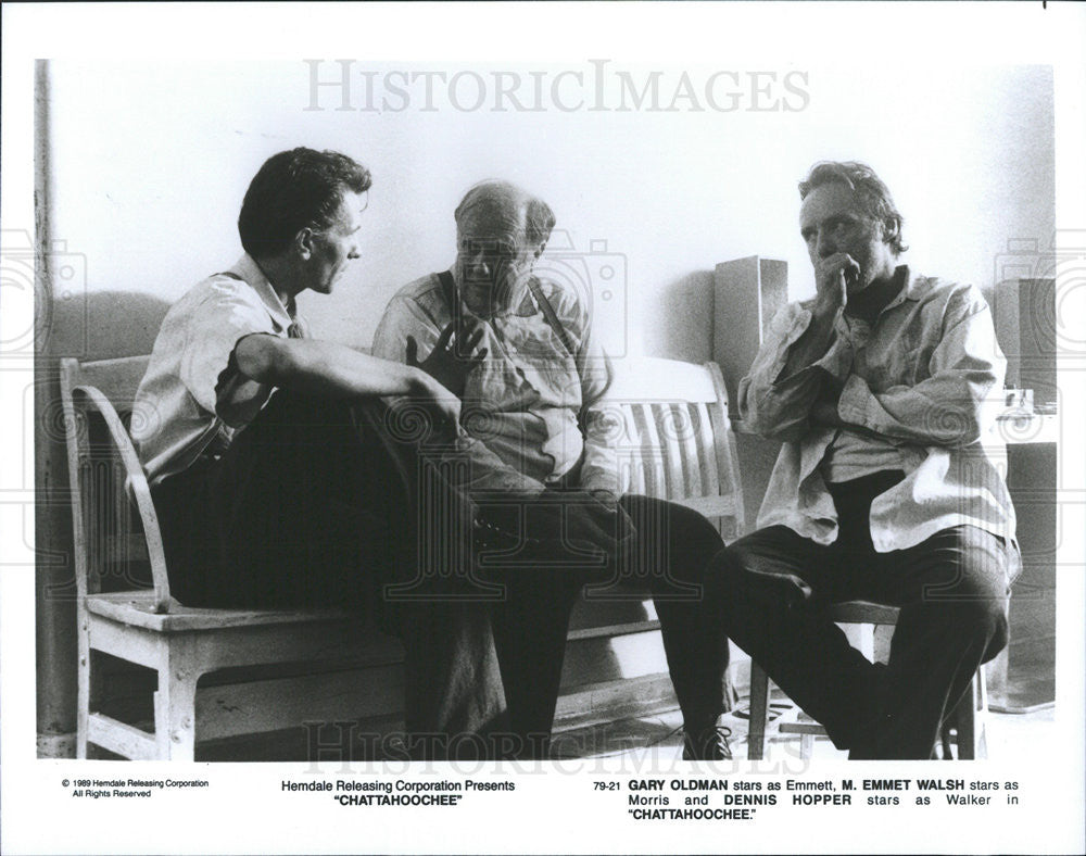 1989 Press Photo Gary Oldman Actor M. Emmet Walsh Dennis Hopper Cattahoochee - Historic Images