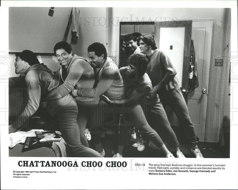 1984 Press Photo Chattanooga Choo Choo Barbara Eden Joe Namath George Kennedy - Historic Images