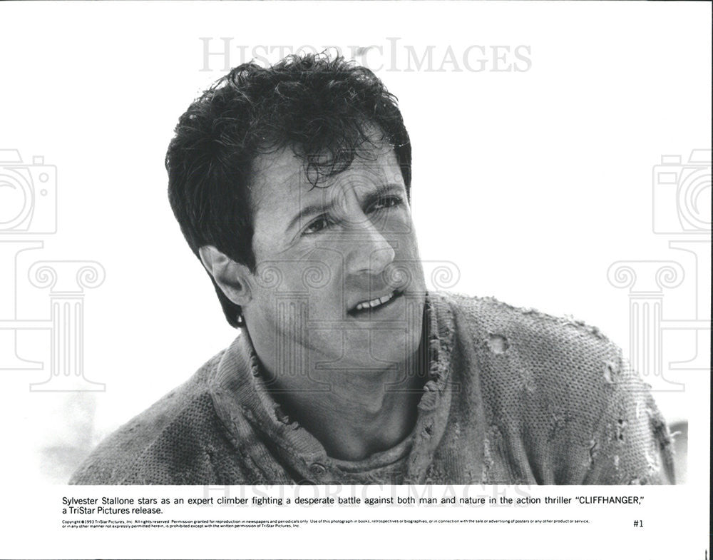 1993 Press Photo Sylvester Stallone Stars As Expert Climber In &quot;Cliffhanger&quot; - Historic Images