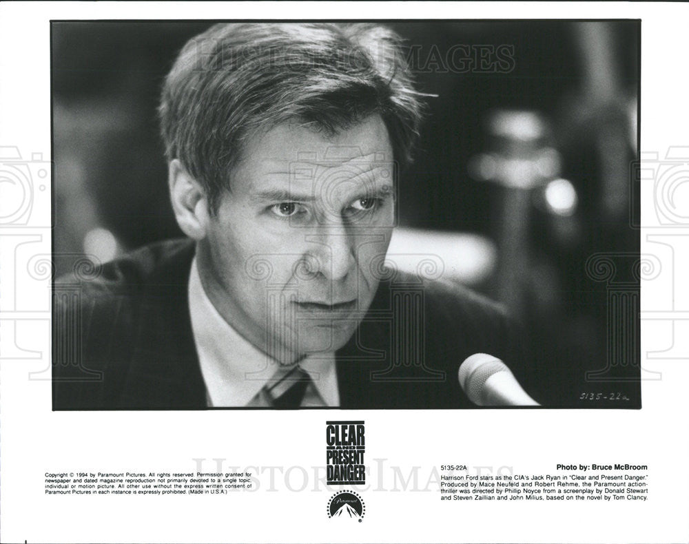 1994 Press Photo Harrison Ford Actor Action Thriller Film Clear Present Danger - Historic Images