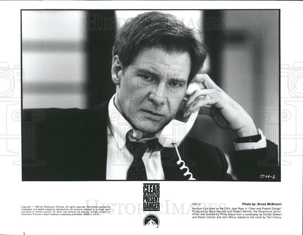 1994 Press Photo Harrison Ford Actor Action Thriller Movie Clear Present Danger - Historic Images