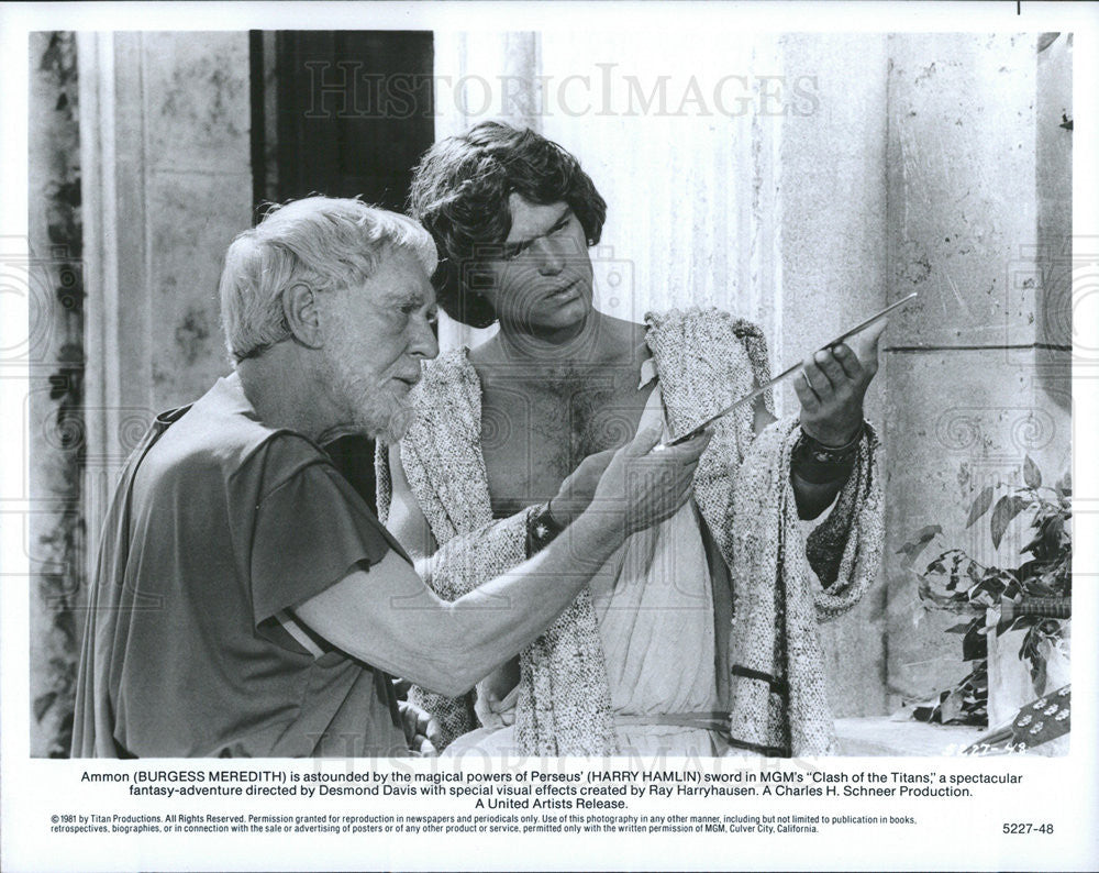 1981 Press Photo Burgess Meredith Harry Hamlin Class Of The Titans - Historic Images