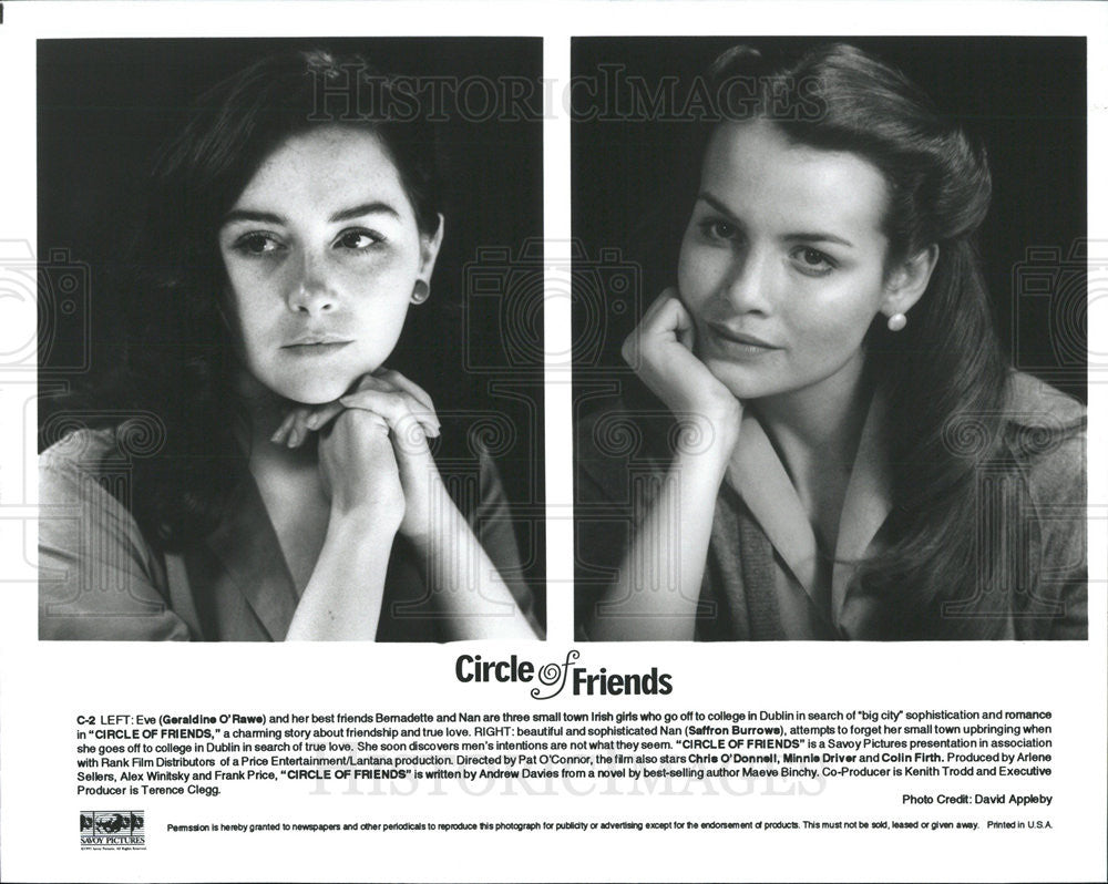 1995 Press Photo Film Circle of Friends Geraldine O&#39;Rawe Saffron Burrows - Historic Images