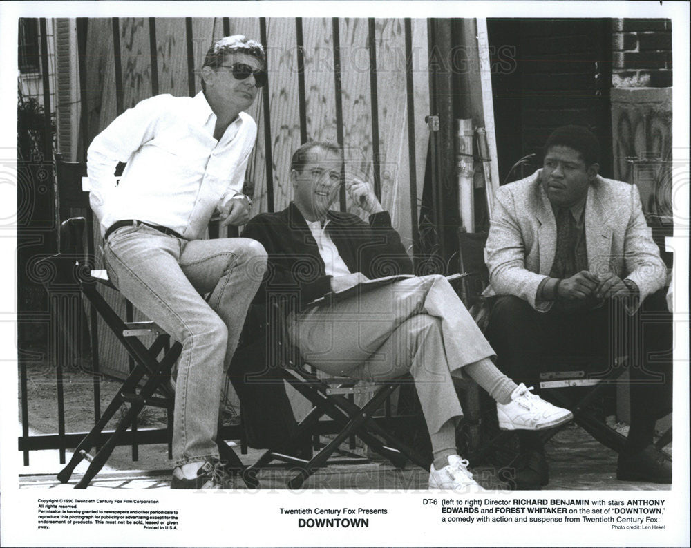 1990 Press Photo Richard Benjamin, Anthony Edwards &amp; Forest Whitaker, &quot;Downtown&quot; - Historic Images