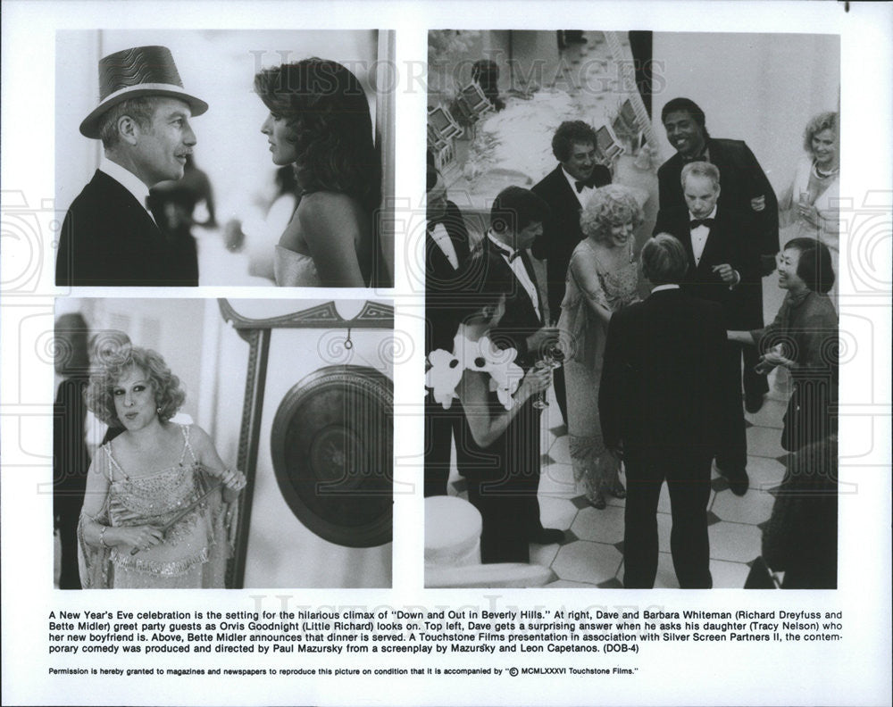 1986 Press Photo Richard Dreyfuss, Bette Midler &quot;Down And Out In Beverly Hills&quot; - Historic Images