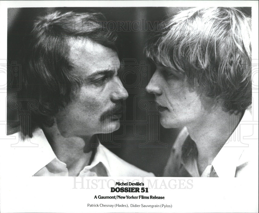 1978 Press Photo Patrick Chesnay, Didier Sauvegrain in &quot;Dossier 51&quot; - Historic Images