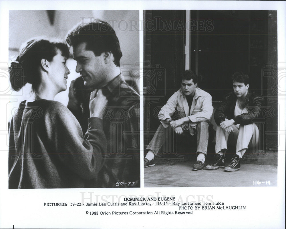 1988 Press Photo Jamie Lee Curtis, Tom Hulce, Ray Liotta &quot;Dominick and Eugene&quot; - Historic Images