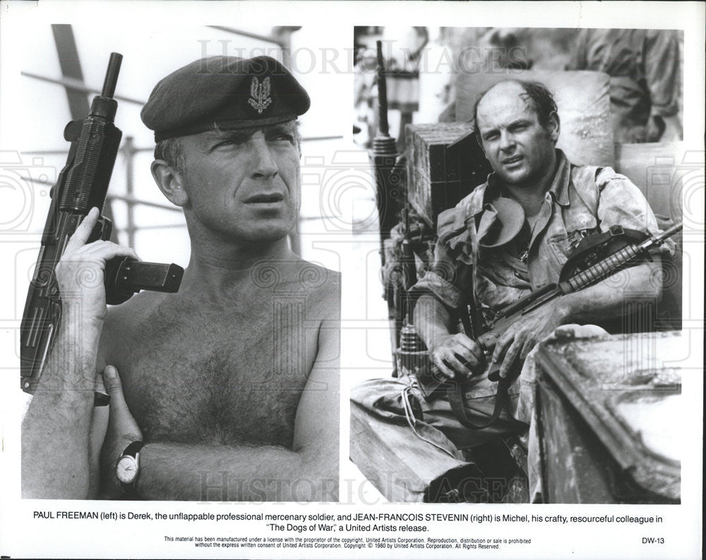 1980 Press Photo Paul Freeman, Jean-Francois Stevenin in &quot;The Dogs Of War&quot; - Historic Images