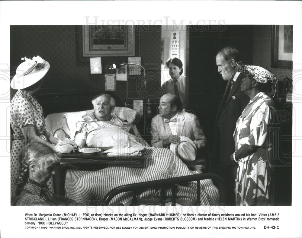 1991 Press Photo  Doc Hollywood Michael J Fox Barnard Hughes Amzie Strickland - Historic Images