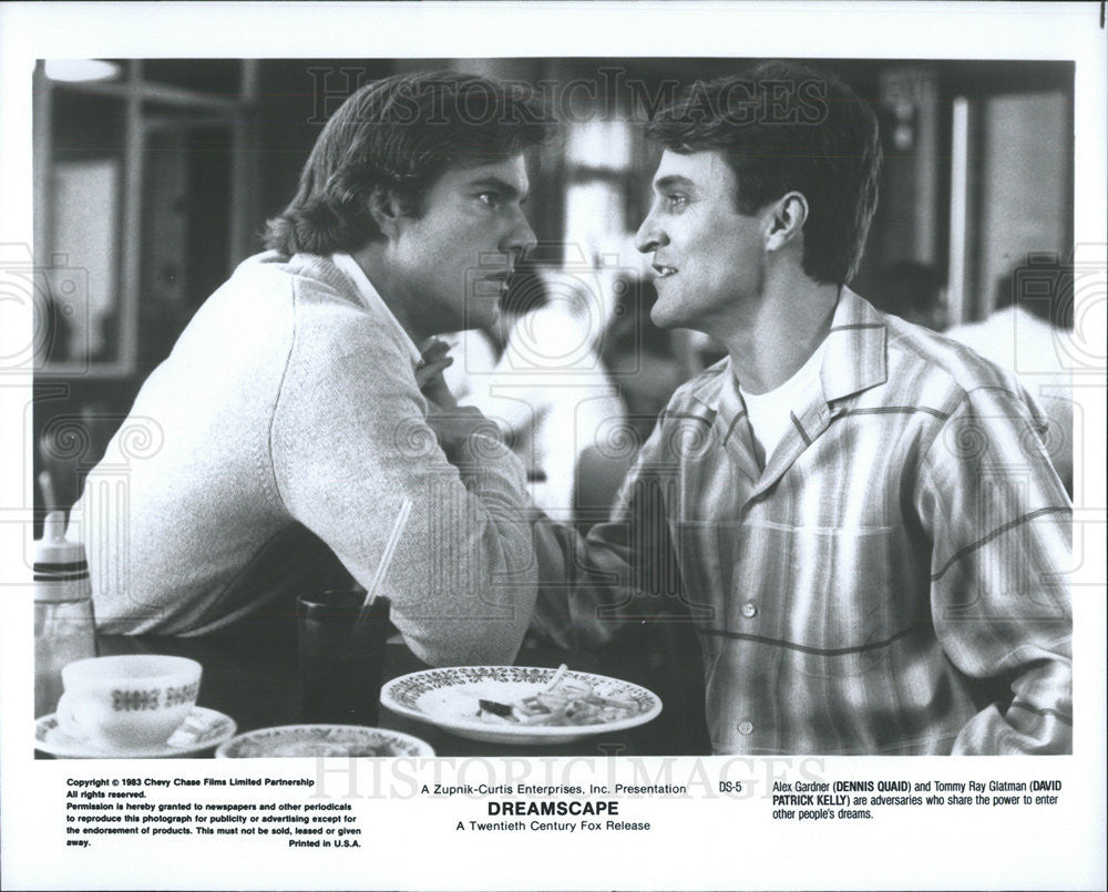 1983 Press Photo Dennis Quaid and David Patrick Kelly in &quot;Dreamscape&quot; - Historic Images