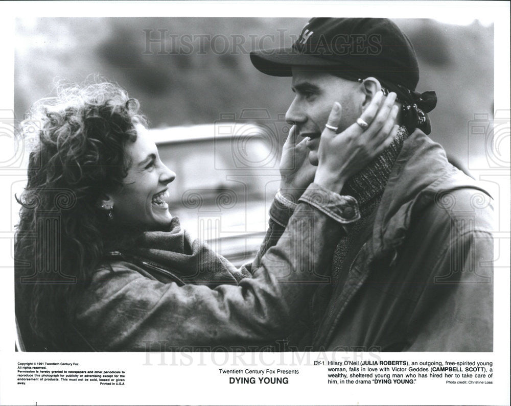 1991 Press Photo Julia Roberts &amp; Campbell Scott Scott Star In Dying Young - Historic Images