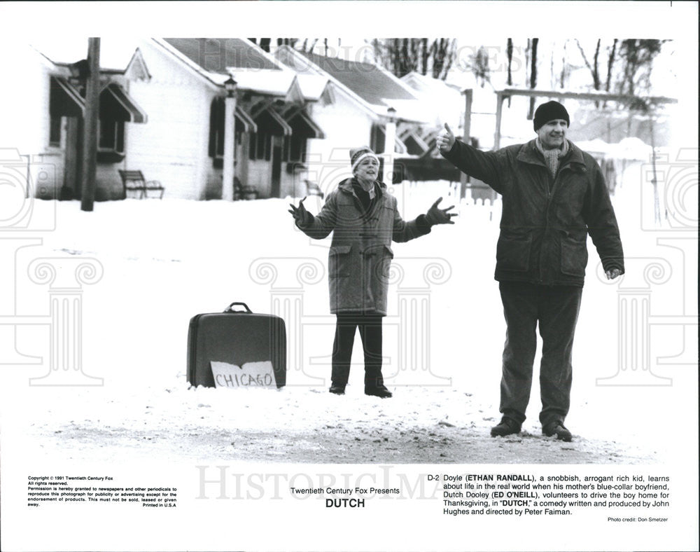 1991 Press Photo Ethan Randall &amp; Ed O&#39;Neill Appear In Dutch - Historic Images