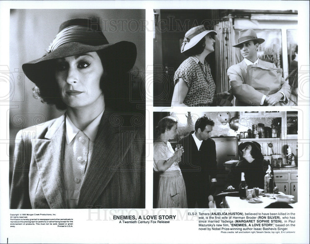 1989 Press Photo Anjelica Huston, Ron Silver &quot;Enemies, A Love Story - Historic Images