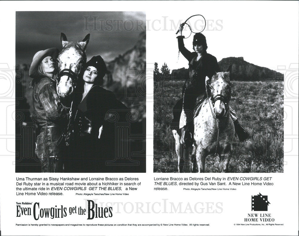 1994 Press Photo Uma Thurman &amp;  Lorraine Bracco In &quot;Even Cowgirls Get The Blues&quot; - Historic Images