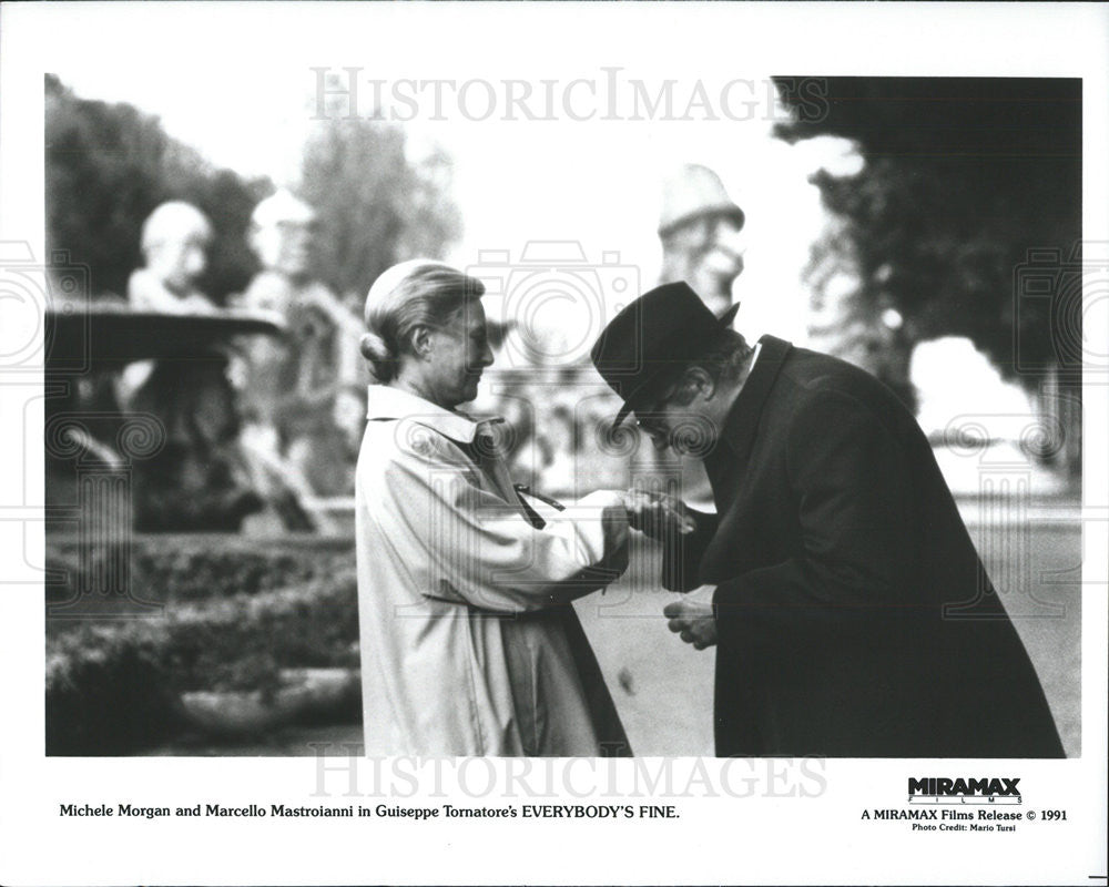 1991 Press Photo Everybody&#39;s Fine Film Michele Morgan Marcello Mastroianni Scene - Historic Images