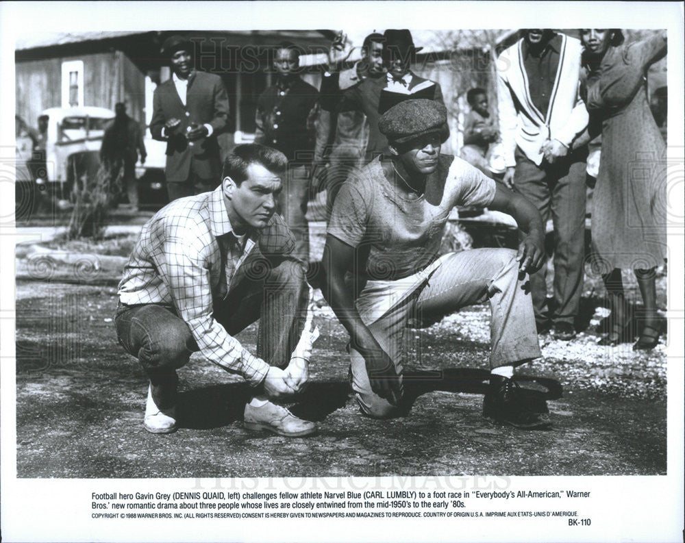 1988 Press Photo Dennis Quaid &amp; Carl Lumbly Star In &quot;Everybody&#39;s All-American&quot; - Historic Images