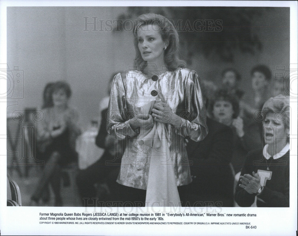 1988 Press Photo Everybody&#39;s All-American Film Jessica Lange College Reunion - Historic Images