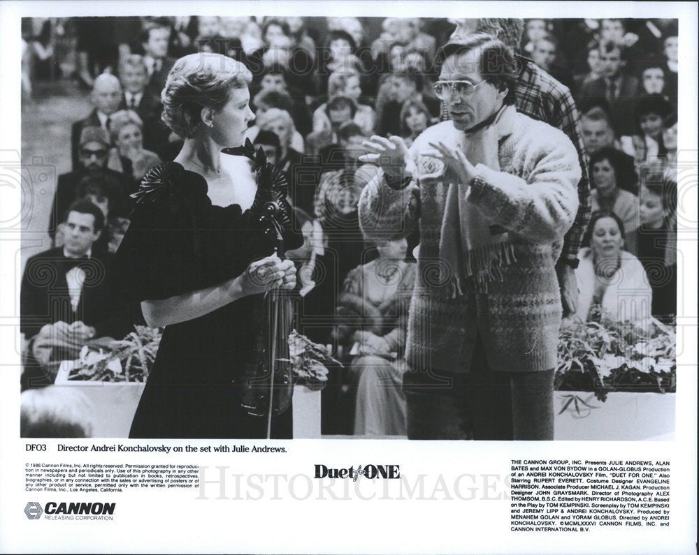 1986 Press Photo Director Andrei Konchalovsky &amp; Julie Andrews - &quot;Duet For One&quot; - Historic Images