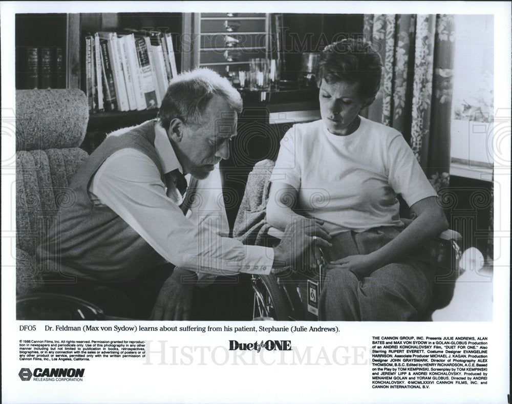 1986 Press Photo Max Von Sydow &amp; Julie Andrews Star In &quot;Duet For One&quot; - Historic Images