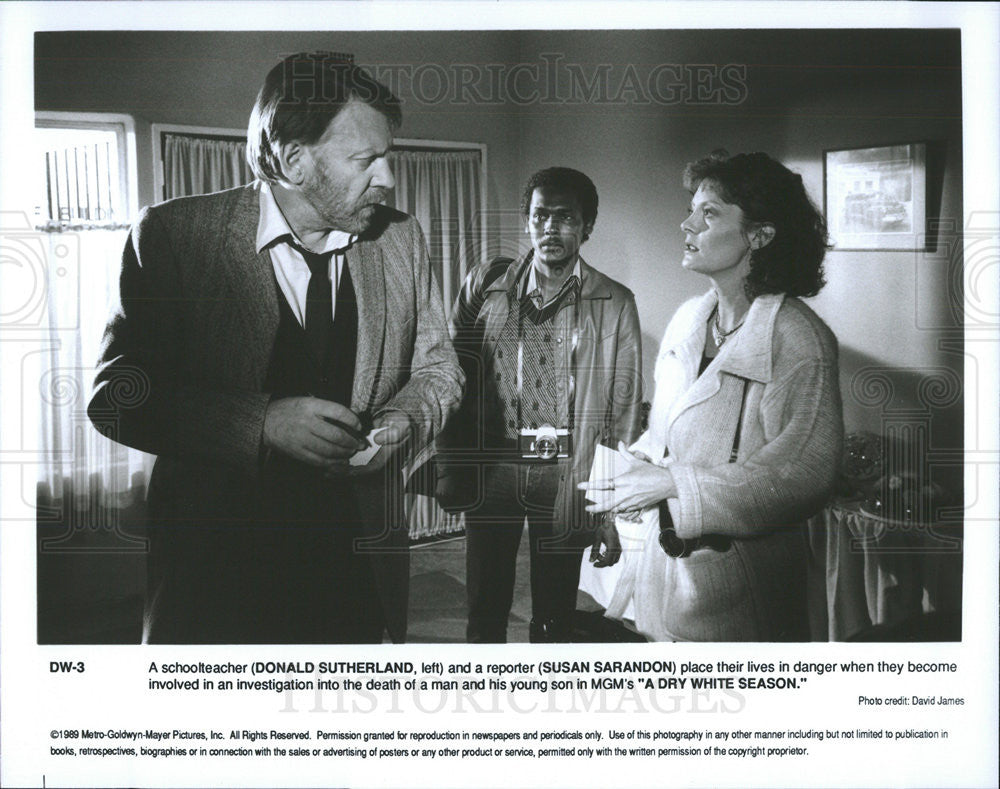 1989 Press Photo Donald Sutherland and Susan Sarandon in &quot;A Dry White Season&quot; - Historic Images