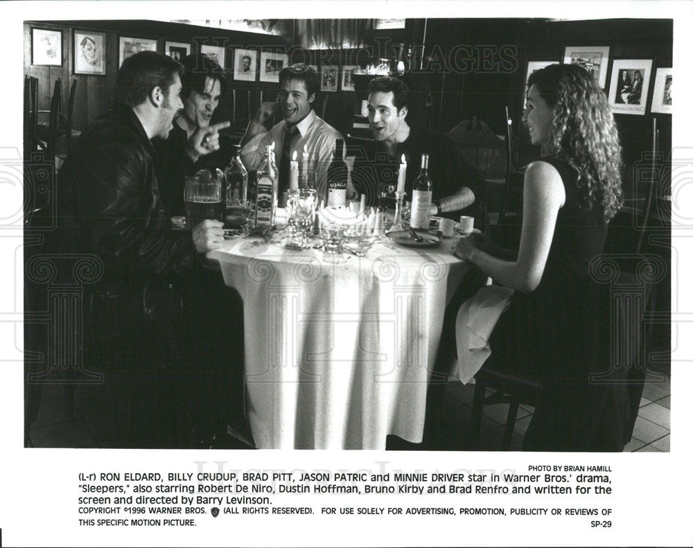 1996 Press Photo Ron Eldard, Billy Crudup, Brad Pitt, Jason Patric & Driver - Historic Images