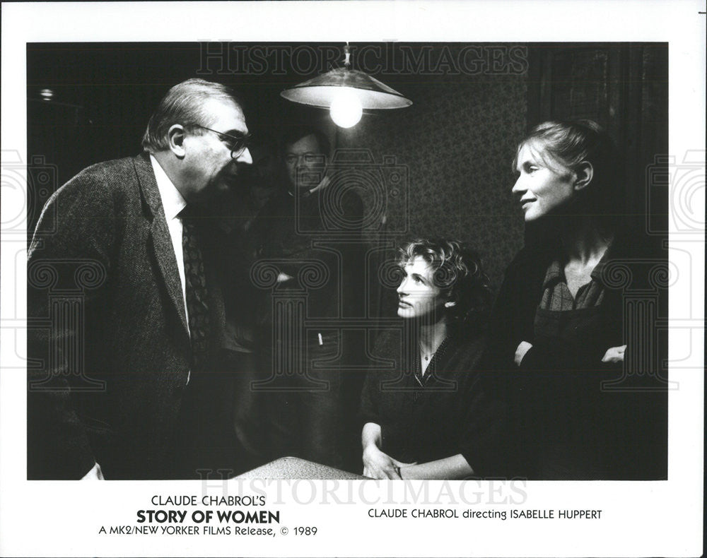 1989 Press Photo Claude Chabrol Directing Isabelle Huppert &quot;Story Of Women&quot; - Historic Images