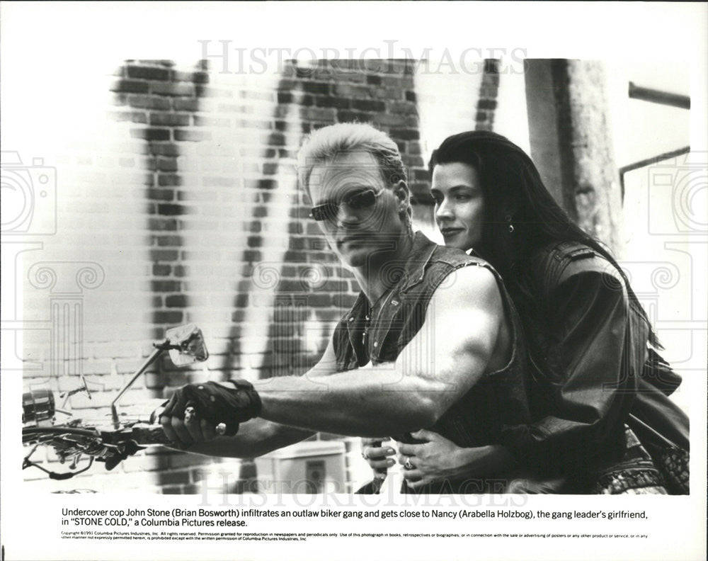 1991 Press Photo Brian Bosworth, Arabella Holzbog in &quot;Stone Cold&quot; - Historic Images